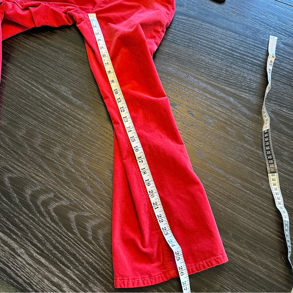 Free People In My Feelings Red Velvet Crop Slim Flare Side Zip Pant, Small - Picture 10 of 10